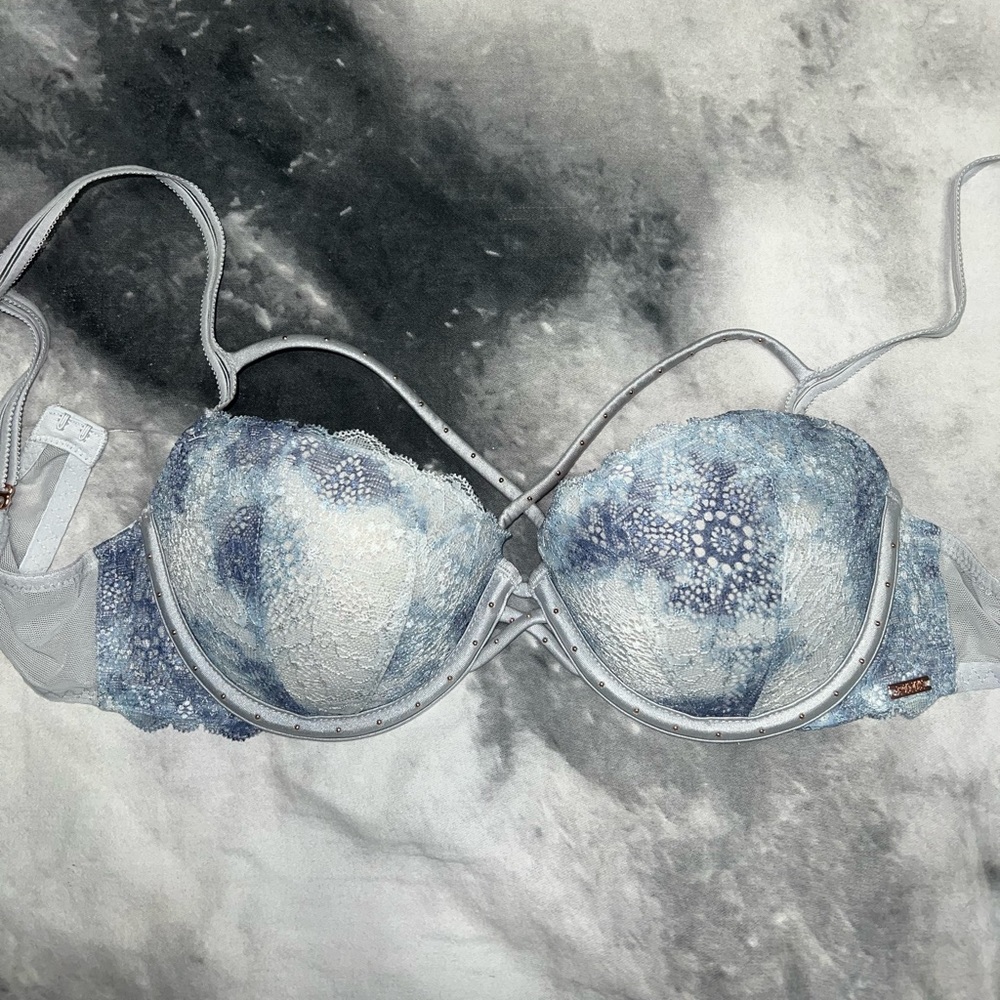 PINK - tie dye and criss cross bra